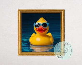 Duck in Shower Art Print: Trendy Bathroom Wall Decor (Digital Download)