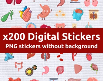 Anatomy Stickers | 200+ Medical Science PNG (Digital Download)