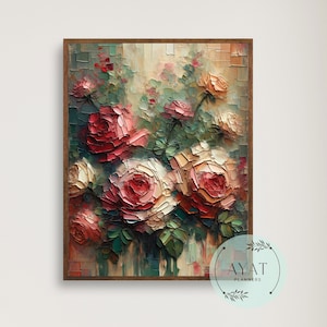 Vintage Rose Abstract Wall Art | Printable Wall Art | Digital Art Print | Abstract Painting | Vintage Art Prints | Downloadable Art