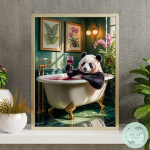 Panda in Bathtub Print: Funny Bathroom Humor Wall Art (Digital Download)