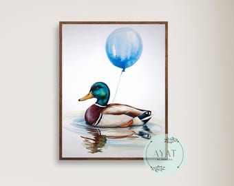 Lámina infantil de patos: Arte mural vintage estilo cottagecore (descarga digital)