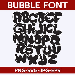 Fonte borbulhante | Fonte de letra bolha Cricut | Fonte de letra bolha | Alfabeto de fonte de bolha | Fonte Grafite | Letras de bolha fofas | Fonte dos anos 70