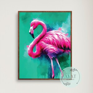 Watercolor Flamingo Art | Flamingo Painting | Flamingo Print | Tropical Painting | Florida Art | Resort Art | Coastal Wall Art