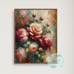 Vintage Rose Abstract Wall Art | Printable Wall Art | Digital Art Print | Abstract Painting | Vintage Art Prints | Downloadable Art
