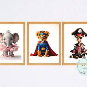 Safari Nursery Print | Safari Nursery Decor | Set of 3 Printable Safari Nursery Animals | Jungle Nursery Wall Art to Print | Nursery Prints