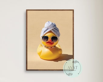 Duck in Shower Art Print: Trendy Bathroom Wall Decor (Digital Download)