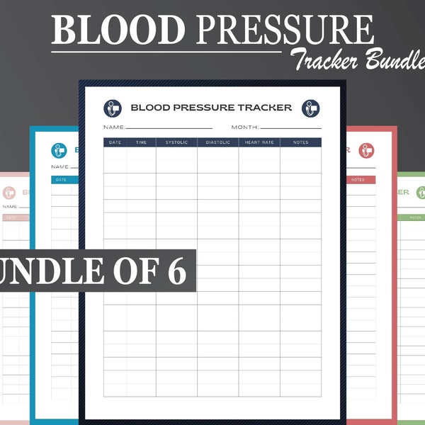 Blutdruck Log | Blutdrucktabelle | Blutdruck | Bluthochdruck Tracker | Bp Holzstamm | BP Log PAKET | 6 Farben | 18 PDF Pack
