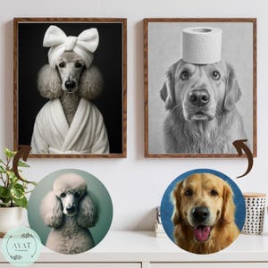 Custom Pet Bathroom Art, Personalized Dog in Bathtub Prints, Funny Pet Wall Decor, Unique Gift for Pet Owners, Dog Lover Present