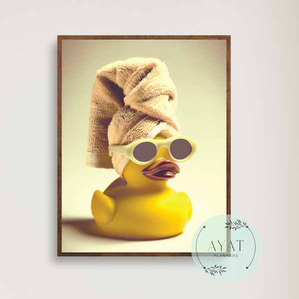 Trendy Wall Art | Bathroom Wall Art | Duck Bathroom Print | Trendy Style Art | Duck in Shower | Duck Bathroom Print | Duck Bathroom Art