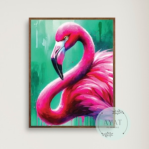 Watercolor Flamingo Art | Flamingo Painting | Flamingo Print | Tropical Painting | Florida Art | Resort Art | Coastal Wall Art