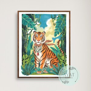Tiger Poster | Maximalist Decor | Trendy Tiger Wall Art | Tiger Art Print | Aesthetic Decor | Tiger Drawing | Dopamine Decor | Wall Art