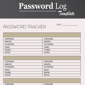 Password Tracker | Password Keeper | Password Log | Password Book | Password Logbook | Password Manger | Password Sheet | Password List