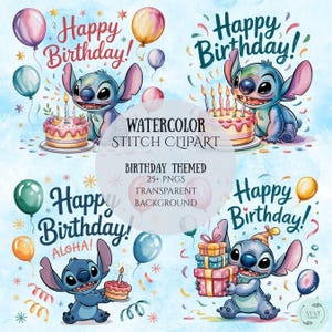 Birthday Stitch PNG Clipart Bundle: Lilo and Stitch (Digital Download, 25+)