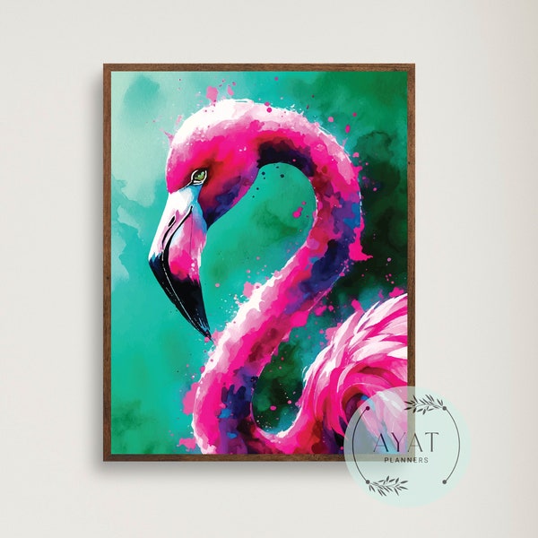 Watercolor Flamingo Art | Flamingo Painting | Flamingo Print | Tropical Painting | Florida Art | Resort Art | Coastal Wall Art