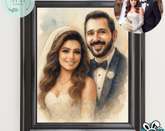 Custom Watercolor Couple Portrait from Photo (Digital Download)