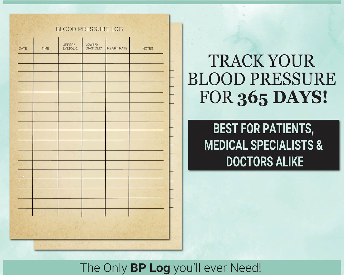 Blood Pressure Log Blood Pressure Chart Blood Pressure - Etsy UK