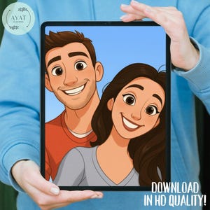 Custom Disney Style Portrait from Photo | Personalized Cartoon Drawing | Disney-Inspired Digital Art for Kids, Family, Couples & Pets