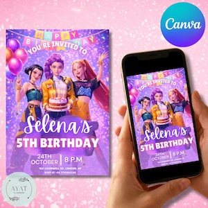 Kpop birthday, kpop demon hunters, kpop birthday invite, demon hunters invite, kpop invitation, birthday invitation, kpop invite, kpop demon hunter, kpop, kpop party invite, kpop party, canva template, demon hunters.