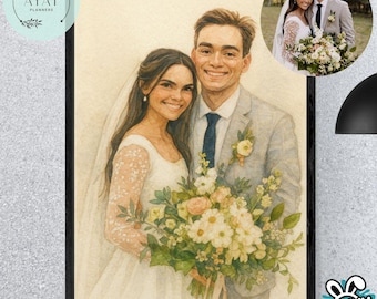 Custom Watercolor Portrait From Photo: Couple, Family, Pet (Digital Download)