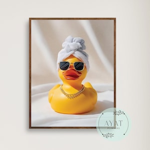 Trendy Wall Art | Bathroom Wall Art | Duck Bathroom Print | Trendy Style Art | Duck in Shower | Duck Bathroom Print | Duck Bathroom Art