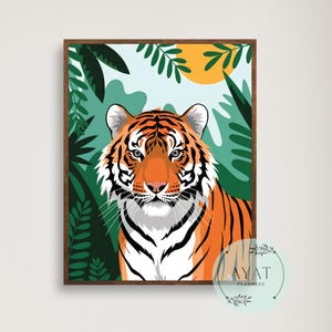 Tiger Poster | Maximalist Decor | Trendy Tiger Wall Art | Tiger Art Print | Aesthetic Decor | Tiger Drawing | Dopamine Decor | Wall Art