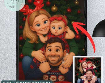 Custom Pixar Style Portrait: Family, Couple, Pet Cartoon (Digital Download