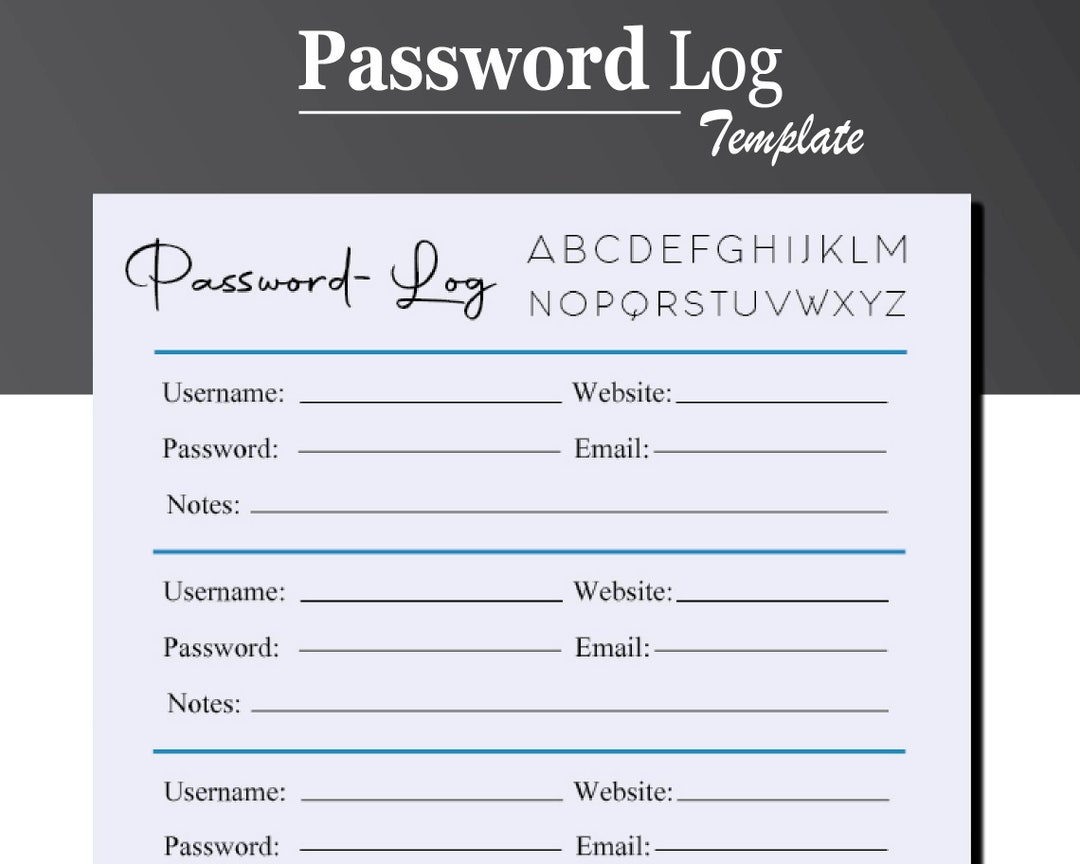 Papper Password Log Printable Password Log: Tracker, Keeper, and Manager (PDF) - Etsy Australia