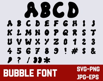 Retro Bubble Font (svg, png, jpg, eps Files) (Digital Download)
