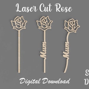 Arquivos de design de rosas cortadas a laser para corte a laser nº 1. SVG, DXF. - Designs de decoração para enfeites de presente - Arquivos de corte - Modelo - Flor