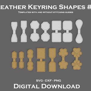 Leather Keyring Design Files For Laser or Vinyl Cutters. SVG, DXF, PNG. - Keychain Designs - Cut Files - Template - Glowforge - Key Fob #2