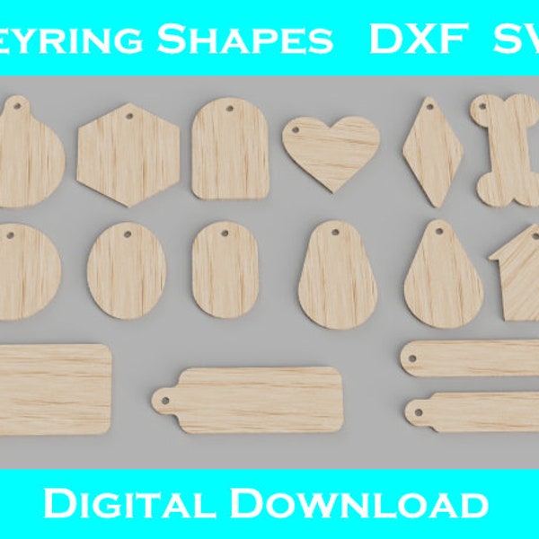 Keyring Design Files For Laser Cutting #1. SVG, DXF, PNG. - Keychain Designs - Cut Files - Template - Key Ring - Gift Tag