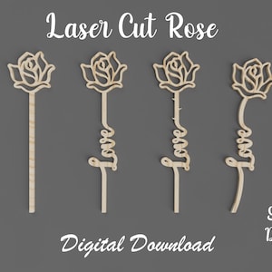 Laser Cut Rose Design Files For Laser Cutting - Love. SVG, DXF. - Gift Ornament Decoration Designs - Cut Files - Template - Flower