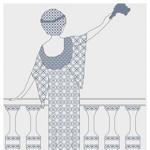 Blackwork Waving Goodbye Sampler Cross Stitch Digital Download