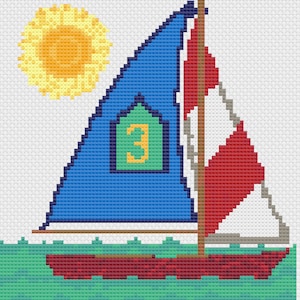Sailing Boat Cross Stitch Digital Download