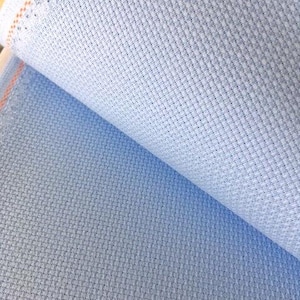 Zweigart Pale Light Sky Blue 14 Count Aida Cross Stitch Fabric - various size options