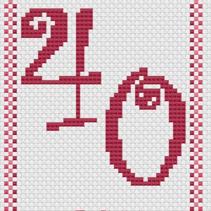 Ruby trouwdag nummer kaart kruissteek digitale download