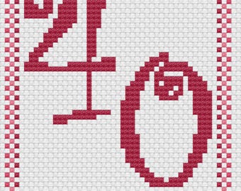 Ruby Wedding Anniversary Number Card Cross Stitch Digital Download
