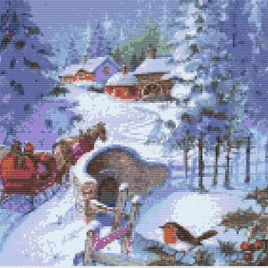 Winter Schlittenfahrt Kreuzstich Digitaler Download