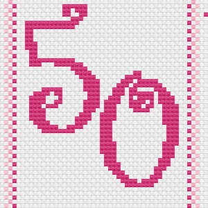 Carte 50e anniversaire rose au point de croix en téléchargement numérique