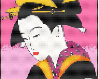 Japanese Geisha Cross Stitch Digital Download
