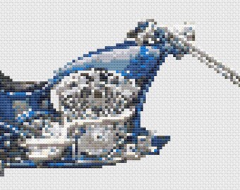 Aangepaste Chopper motorfiets kruissteek digitale download