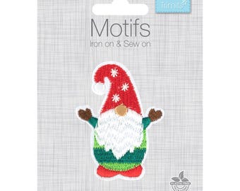 Festive Christmas Gonk  sew on or iron on embroidered motif by Trimits