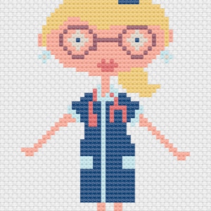 Nurse in Navy Blue Cross Stitch Digital Download