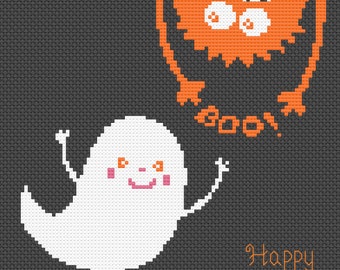 Halloween Cross Stitch Pattern PDF Ghost Spooky Happy Halloween ...