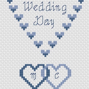 Carte de mariage coeurs point de croix en téléchargement numérique