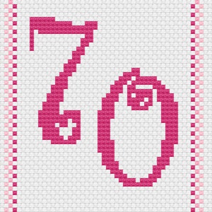 Carte 70e anniversaire rose au point de croix en téléchargement numérique