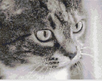 Cat Face Cross Stitch Digital Download