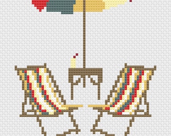 Deckchairs Cross Stitch Digital Download