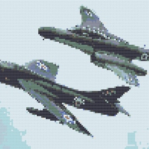 RAF 100 Hunter and Meteor Aeroplanes Cross Stitch Digital Download