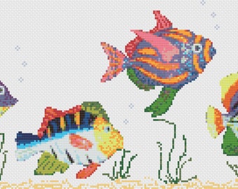 Colourful Fish Cross Stitch Digital Download